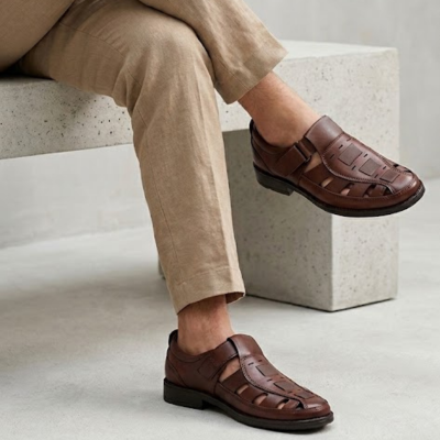Premium Brown Leather Sandal Loafers