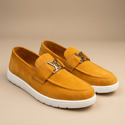 Luxury Mustard Suede Slip-On Loafers,