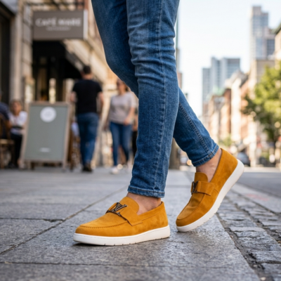 Luxury Mustard Suede Slip-On Loafers,