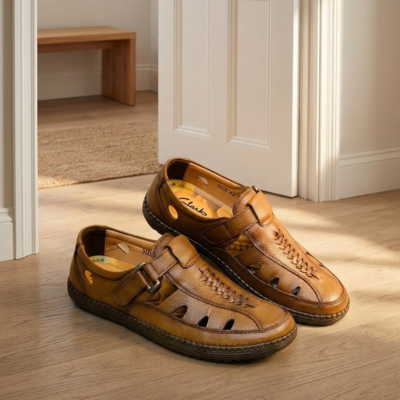Men’s Genuine Leather Casual Slip-On Sandal Shoes