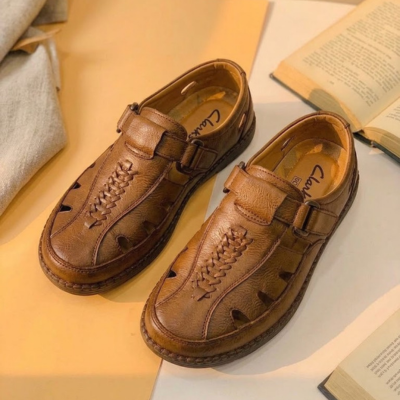 Men’s Genuine Leather Casual Slip-On Sandal Shoes