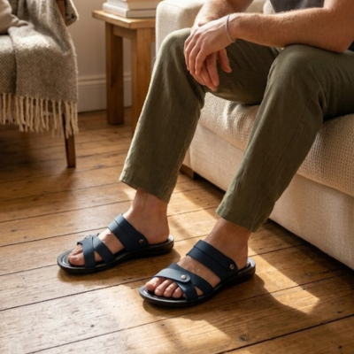 Premium Blue Double Strap Comfort Sandal