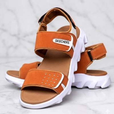 Sporty Orange Adjustable Strap Sandals for Men