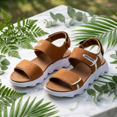Sporty Orange Adjustable Strap Sandals for Men