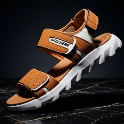 Sporty Orange Adjustable Strap Sandals for Men